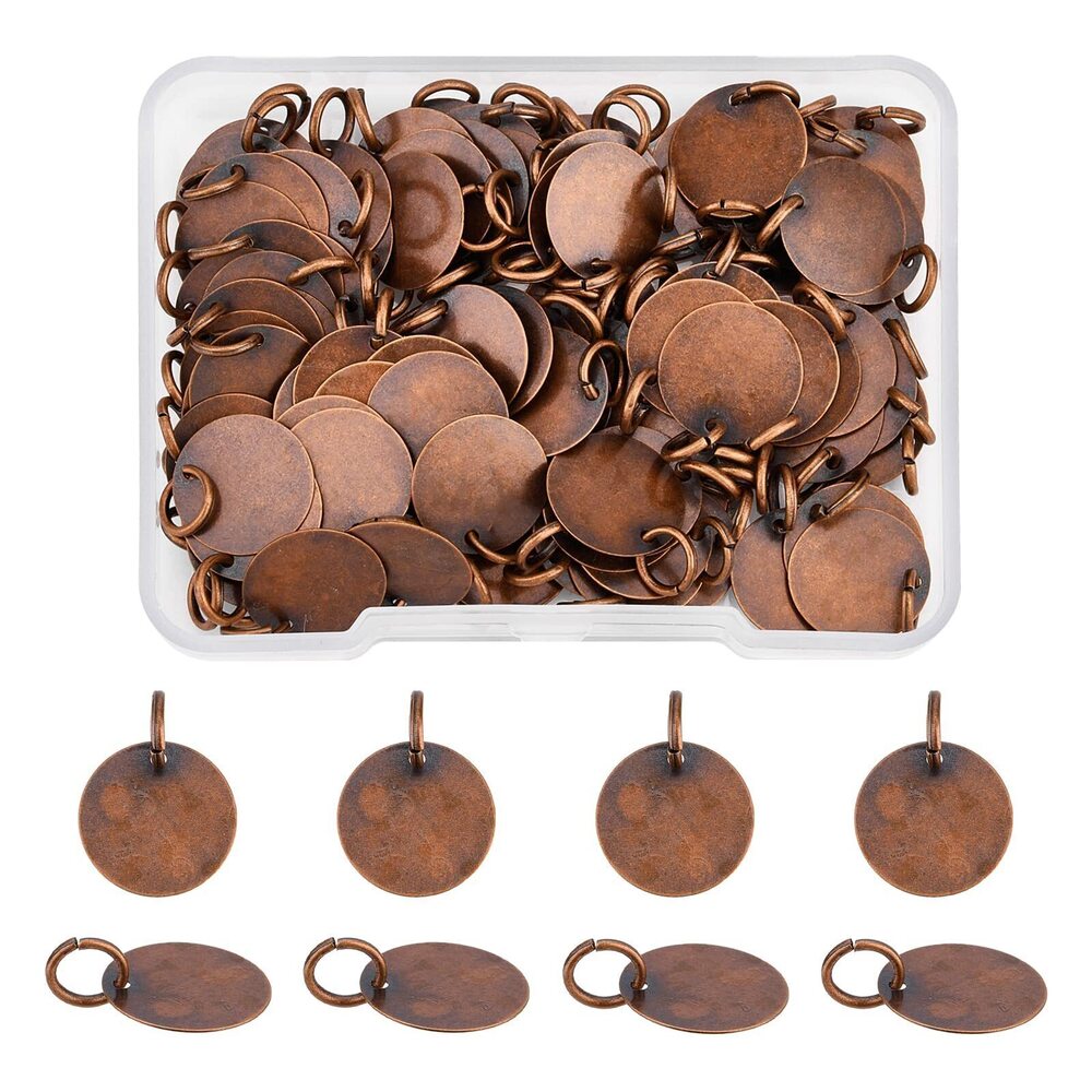 7827 100Pcs Brass Stamping Blank Tag Charms 12mm Flat Round Metal Stamps